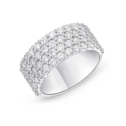 Platinum Paramount Four Row Halfway Diamond Band