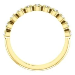 18K Yellow Gold Bezel Milgrain Diamond Band -Luxe Rings Shop ldbyea